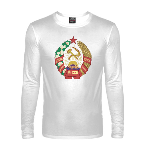 Мужской лонгслив с изображением Узбекская ССР цвета Белый