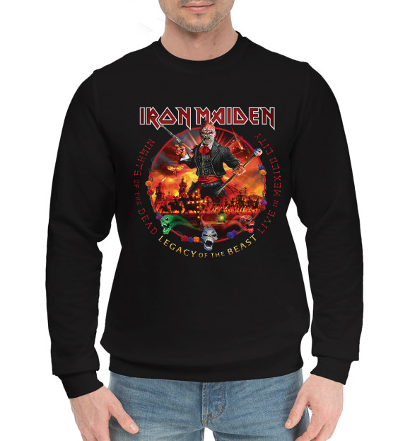 Мужской хлопковый свитшот с изображением Ironmaiden цвета Черный