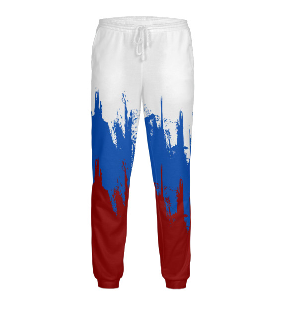 Мужские спортивные штаны с изображением Россия цвета Белый