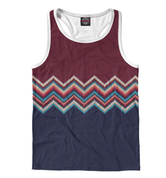 Мужская майка-борцовка с изображением Узор (зигзаги) цвета Белый