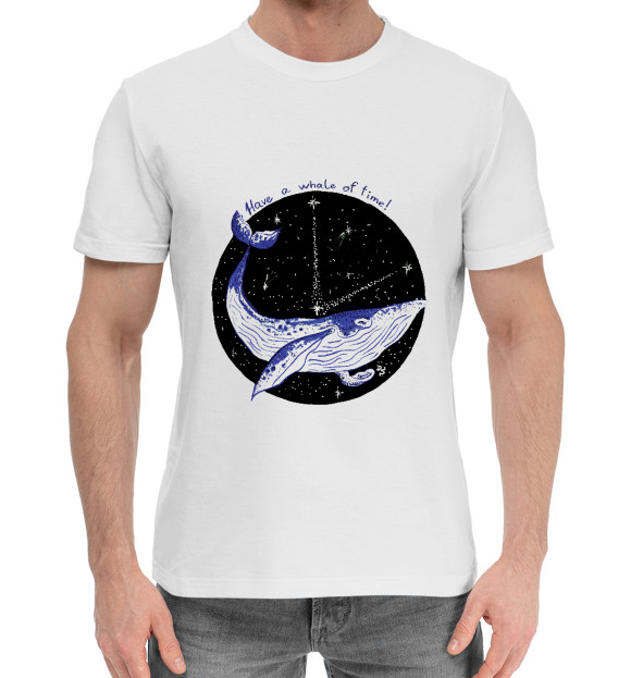 Мужская хлопковая футболка с изображением Have a whale of time цвета Белый