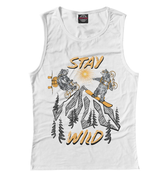 Женская майка с изображением Stay wild цвета Белый