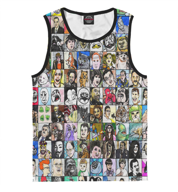 Мужская майка с притом Популярные мемасы цвета Белый Мужская майка с изображением Популярные мемасы цвета Белый