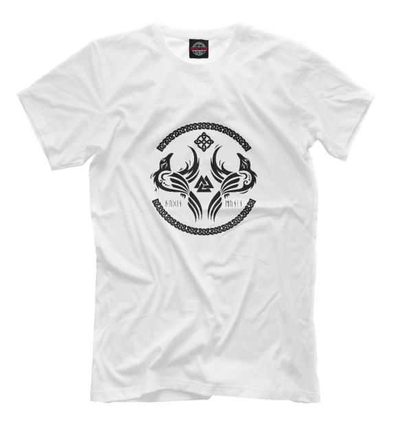Мужская футболка с изображением Вороны Одина цвета Белый