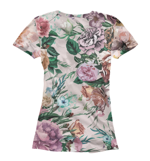 Женская футболка с изображением Летний цветочный паттерн - розы цвета Белый