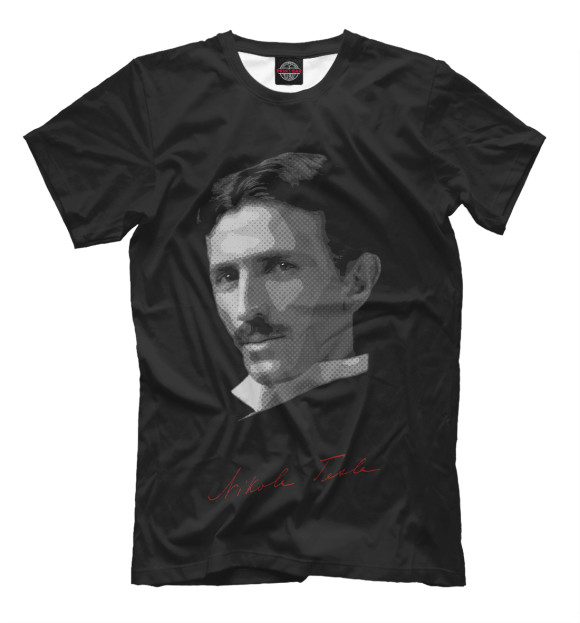 Мужская футболка с изображением Никола Тесла цвета Белый