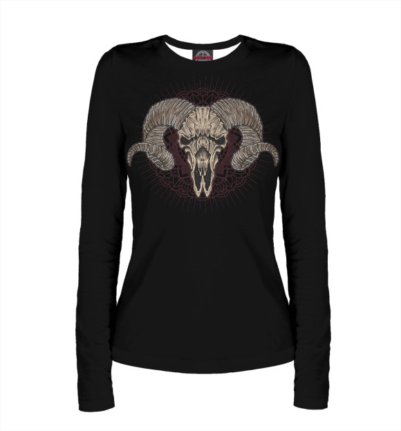 Женский лонгслив с изображением Череп животного цвета Белый