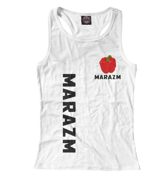 Женская майка-борцовка с изображением Маразм цвета Белый