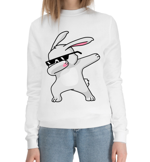 Женский хлопковый свитшот с изображением Кролик DAB цвета Белый