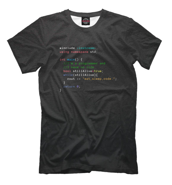 Футболка для мальчиков с изображением C++ Infinite Loop Eat цвета Белый