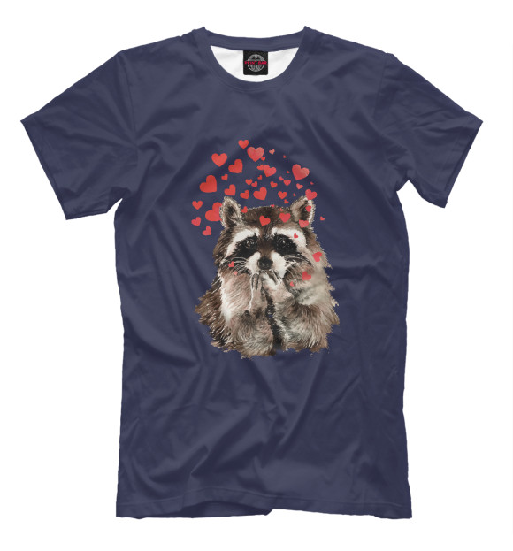 Мужская футболка с изображением Raccoon Blowing цвета Белый