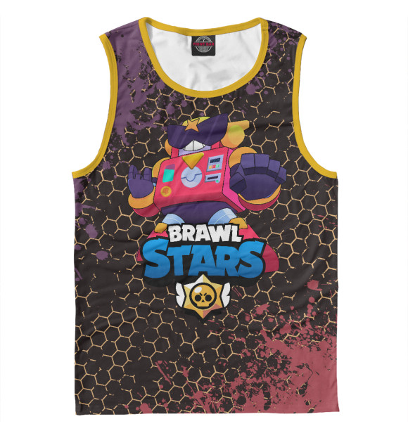 Мужская майка с изображением Brawl Stars Вольт цвета Белый