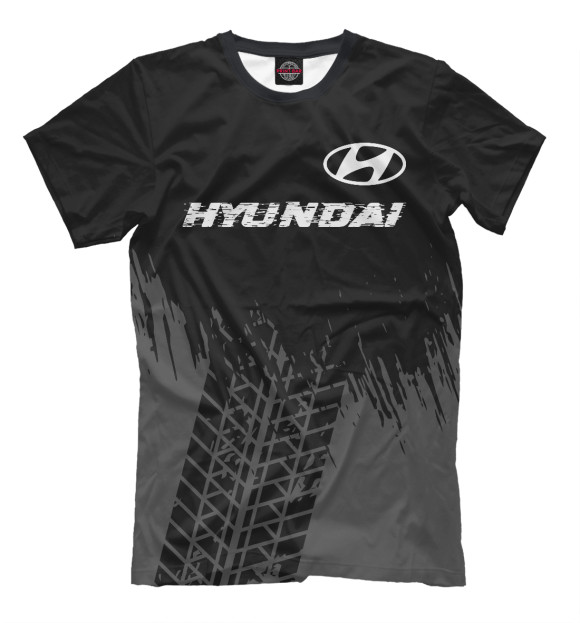 Мужская футболка с изображением Hyundai Speed Tires (темный фон) цвета Белый