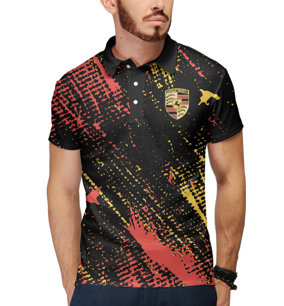 Мужское поло с изображением Porsche цвета Белый