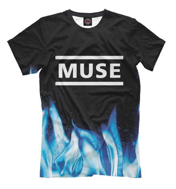 Мужская футболка с изображением Muse Blue Fire цвета Белый