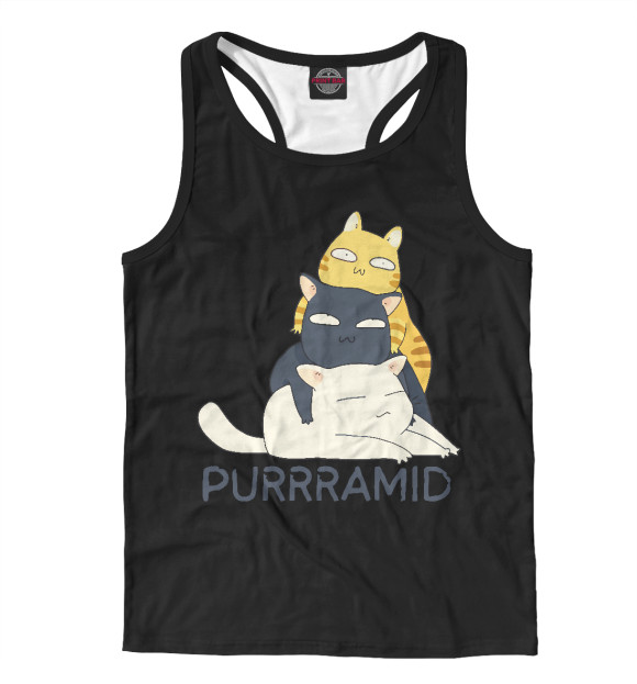 Мужская майка-борцовка с изображением Purrramid цвета Белый