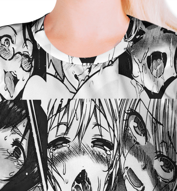 Футболка для девочек с изображением Ahegao | Ахэгао цвета Белый