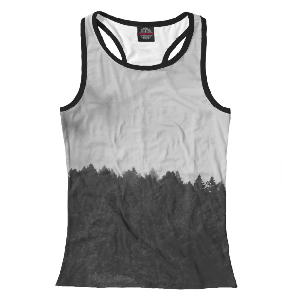 Женская майка-борцовка с изображением Туманный лес цвета Белый