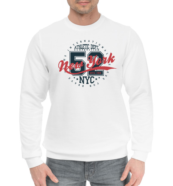 Мужской хлопковый свитшот с изображением NY 52 цвета Белый