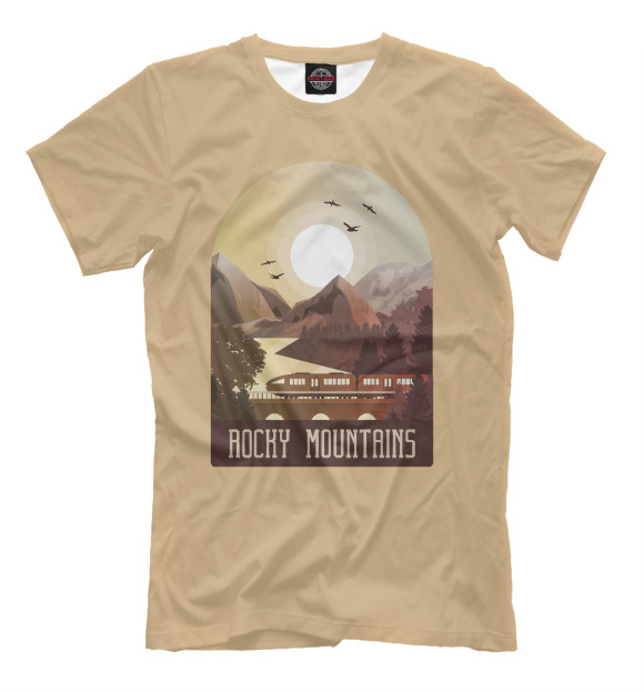 Мужская футболка с изображением Скалистые горы цвета Белый