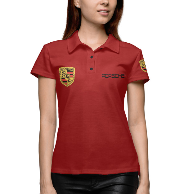 Женское поло с изображением Porsche цвета Белый