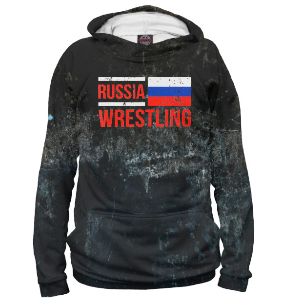 Мужское худи с изображением Russia Wrestling цвета Белый