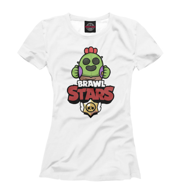 Женская футболка с изображением Brawl Stars - Spike цвета Белый