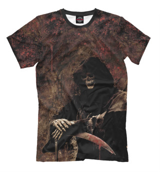 Мужская футболка Готика скелет в капюшоне