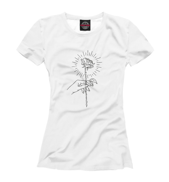 Женская футболка с изображением Сияние розы цвета Белый
