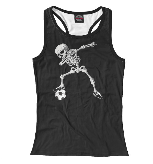 Женская майка-борцовка с изображением Dabbing Skeleton Soccer цвета Белый