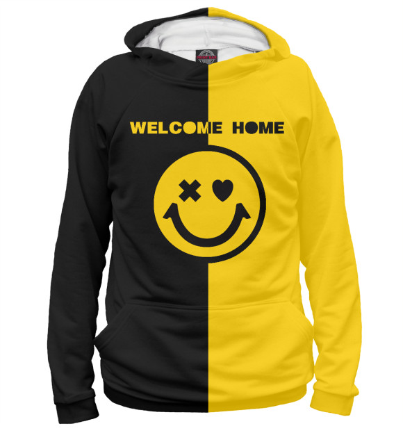 Женское худи с изображением WELCOME HOME цвета Белый