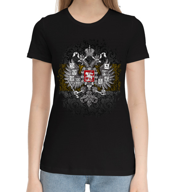 Женская хлопковая футболка с изображением Империя цвета Черный
