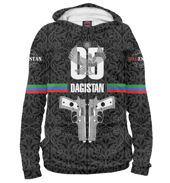 Женское худи с изображением Дагестан цвета Белый