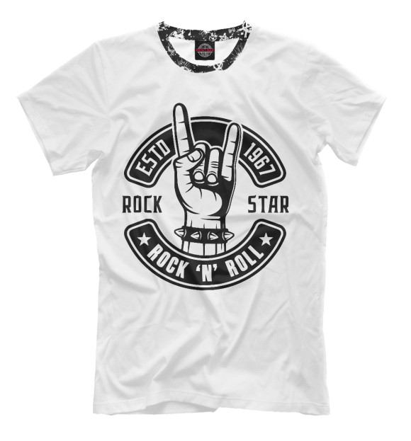 Мужская футболка с изображением Rock Star цвета Белый