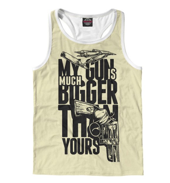 Мужская майка-борцовка с изображением Мой Пистолет Больше 4 цвета Белый