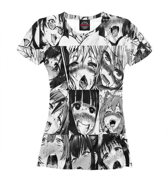 Футболка для девочек с изображением Ahegao | Ахэгао цвета Белый