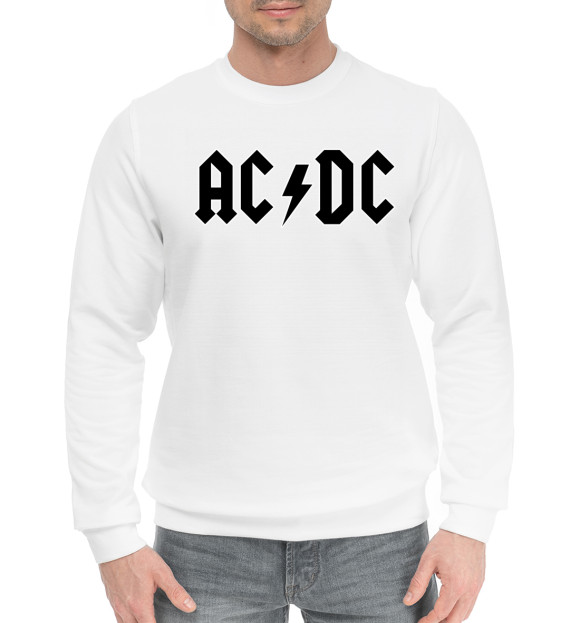 Мужской хлопковый свитшот с изображением AC/DC цвета Белый