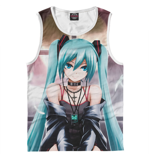 Майка для мальчика с притом Хацуне Мику цвета Белый Майка для мальчика с изображением Хацуне Мику цвета Белый