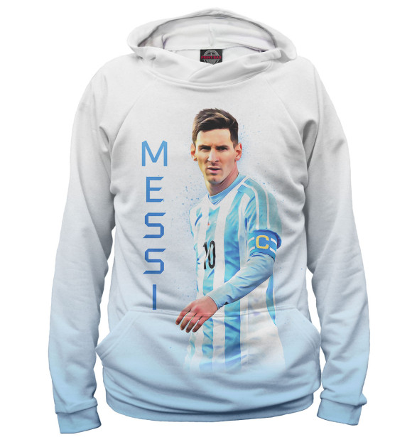 Женское худи с изображением Lionel Messi цвета Белый