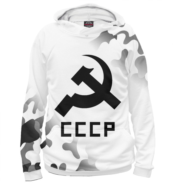 Женское худи с изображением Советский Союз - Серп и Молот цвета Белый
