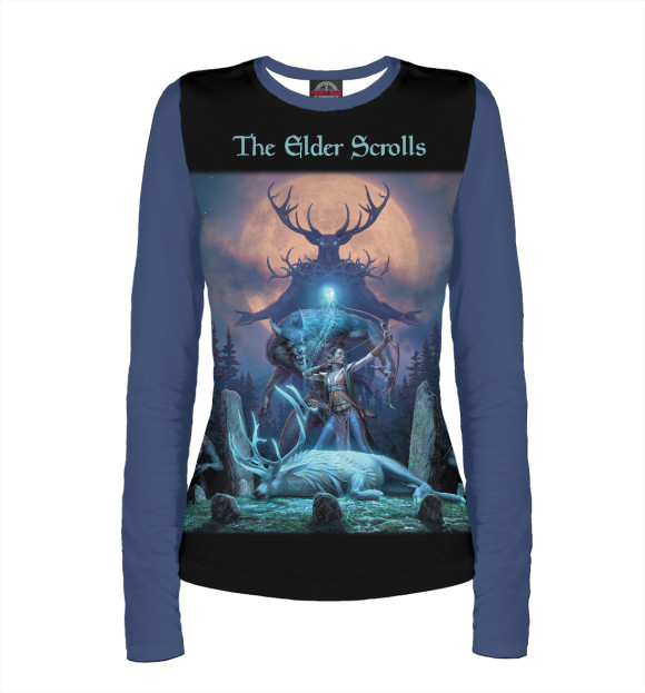 Женский лонгслив с изображением The elder scrolls цвета Белый