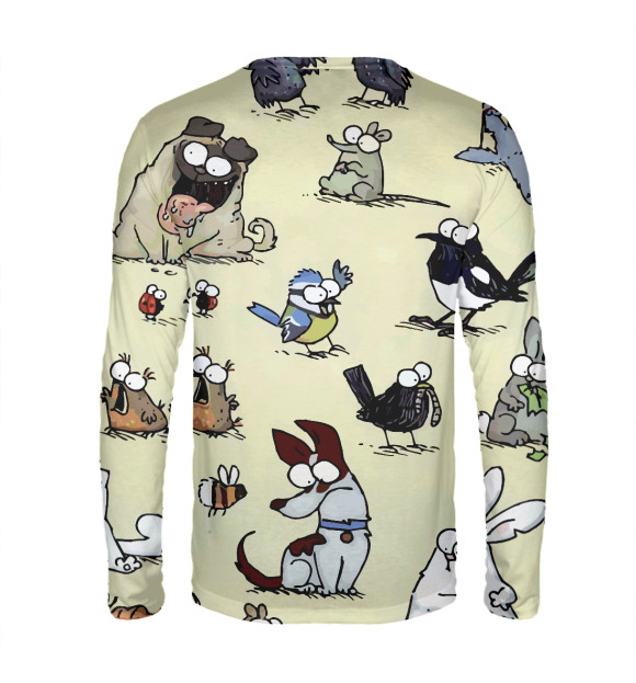 Мужской лонгслив с изображением Милые животные цвета Белый