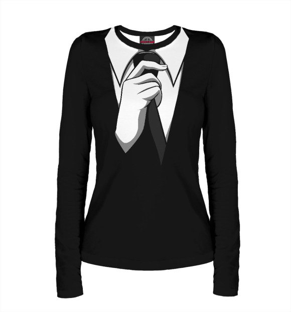 Женский лонгслив с притом Галстук цвета Белый Женский лонгслив с изображением Галстук цвета Белый