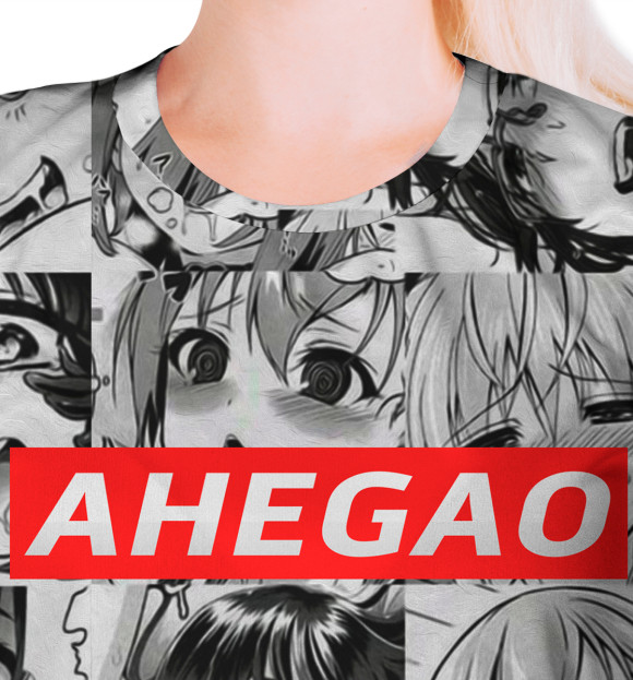 Женская футболка с изображением AHEGAO цвета Белый