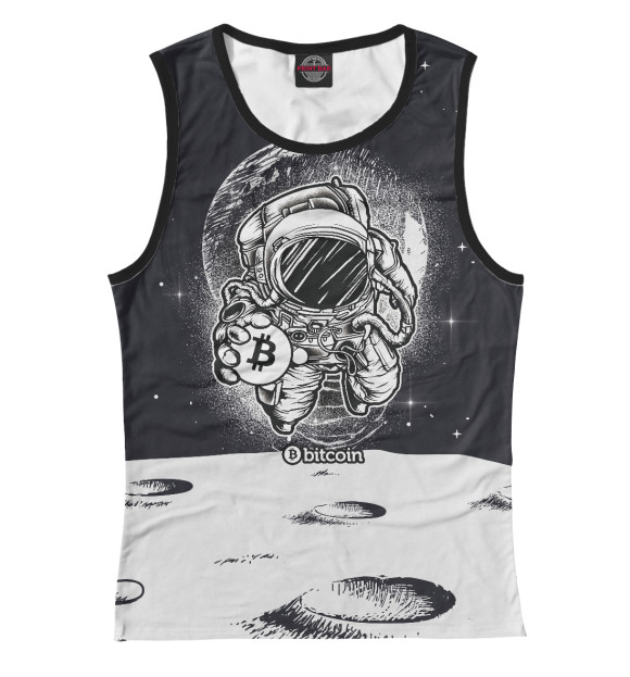 Майка для девочки с изображением Bitcoin в космосе цвета Белый