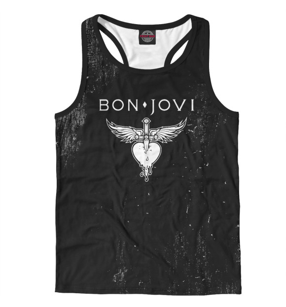 Мужская майка-борцовка с изображением Bon Jovi цвета Белый