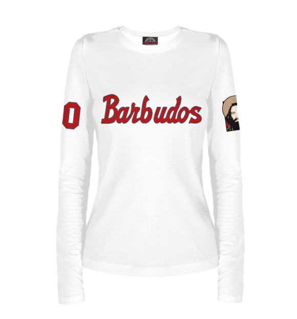 Женский лонгслив с изображением Barbudos (Бородачи, Сьенфуэгос) цвета Белый