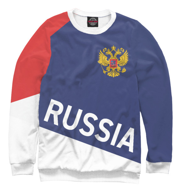 Мужской свитшот с изображением Россия цвета Белый