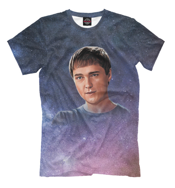 Мужская футболка с изображением Юрий Шатунов (космос) цвета Белый