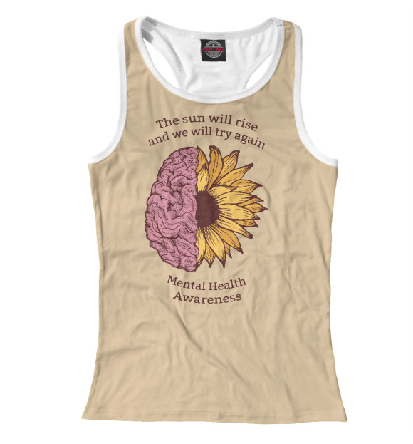 Женская майка-борцовка с изображением Психическое здоровье цвета Белый